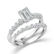 14k White Gold Lab-Grown 1.75 Emerald Diamond Bridal Set
