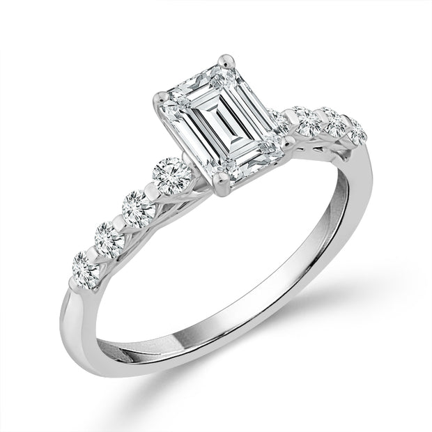 14k White Gold Lab-Grown 1.75 Emerald Diamond Bridal Set