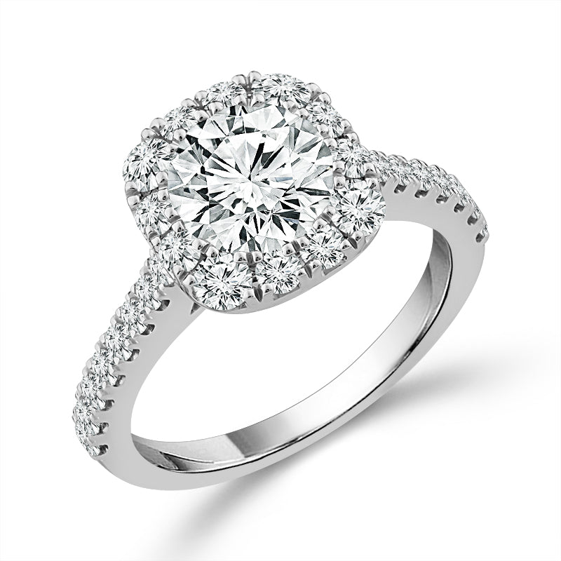 14K White Gold Lab-Grown Cushion 2.80 ctw Diamond Bridal Set