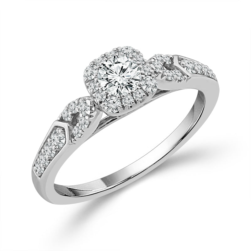 14K White Gold 0.75 ctw Diamond Cushion Lab-Grown Bridal Set