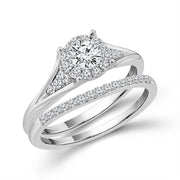 14k White Gold 0.75 Ctw Round Lab-Grown Diamond Bridal Set