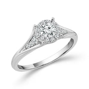 14k White Gold 0.75 Ctw Round Lab-Grown Diamond Bridal Set