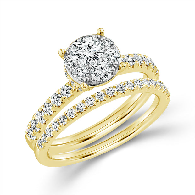 10K YELLOW GOLD 1.20 CTW LAB-GROWN DIAMOND ROUND BRIDAL SET