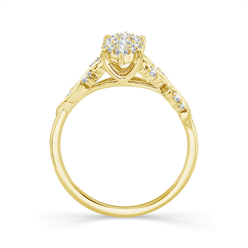 10K Yellow Gold Lab-Grown 1/2 ctw Diamond Marquise Bridal Set
