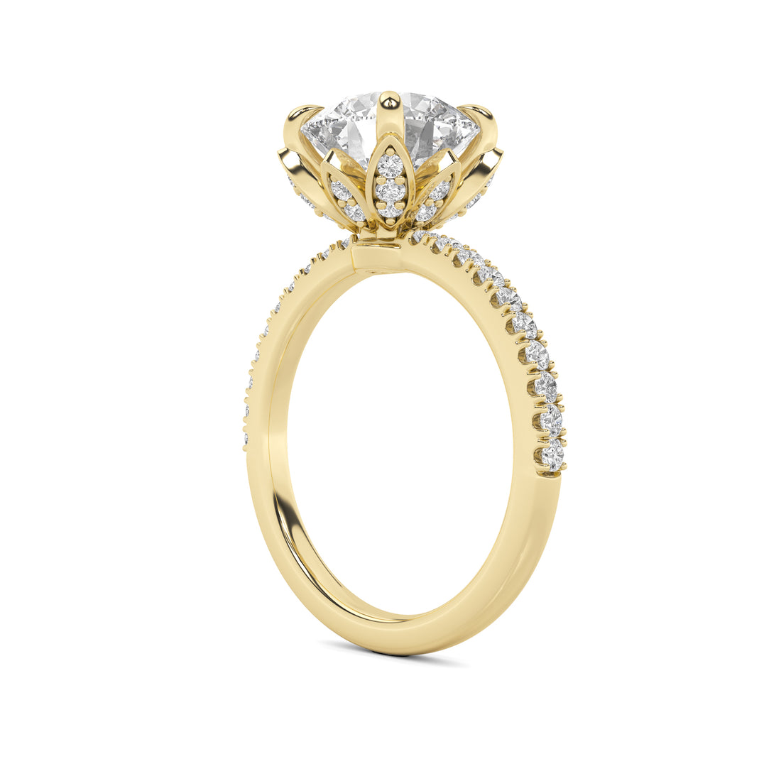 14K Yellow Gold 3.20 ctw  Lab-Grown Diamond Round Engagement Ring
