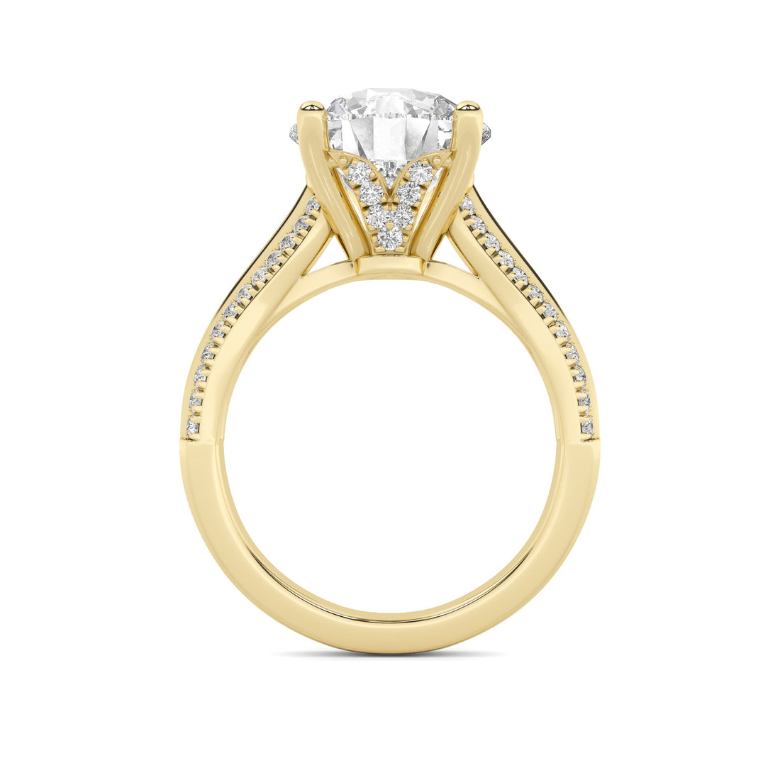 14K Yellow Gold 3.67 ctw Lab-Grown Diamond Round Engagement Ring