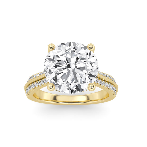 14K Yellow Gold 3.67 CTW Lab-Grown Diamond Round Engagement Ring