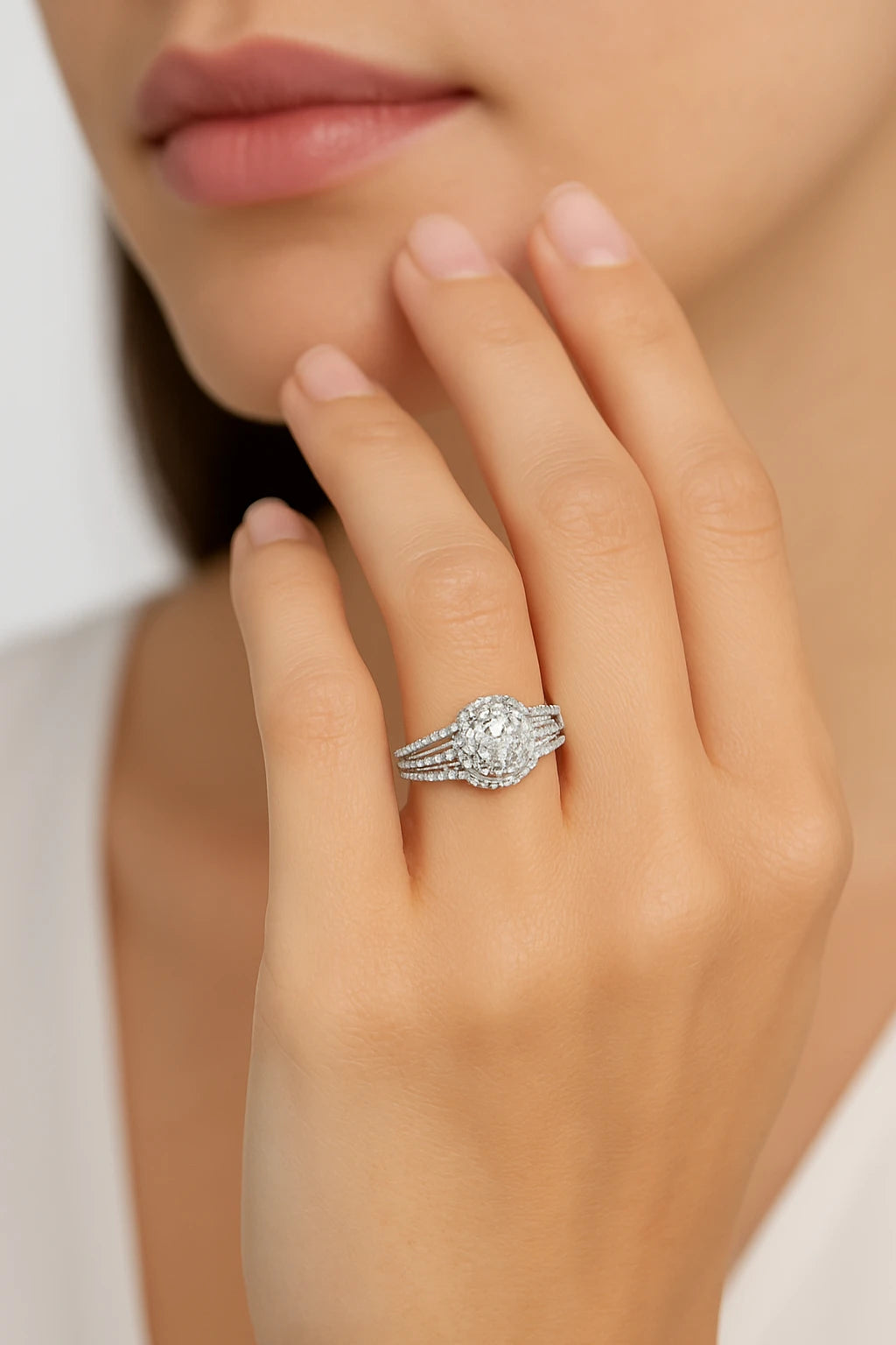 14K White Gold 2.50 ctw Lab-Grown Diamond Round Engagement Ring