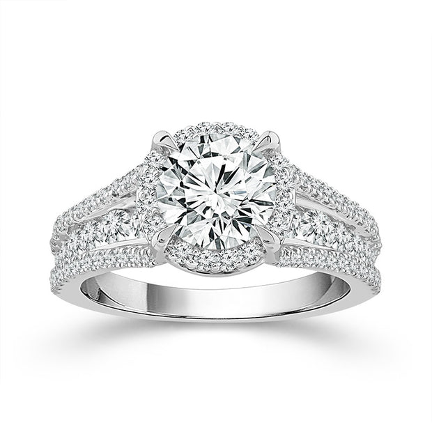 14K White Gold 2.50 Ctw Lab-Grown Diamond Round Engagement Ring