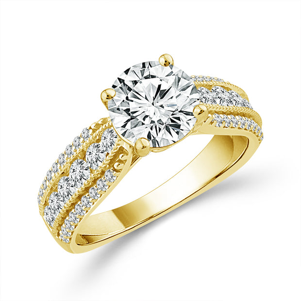 14k Yellow Gold Lab-Grown Diamond 2.25 ctw Round Bridal Ring