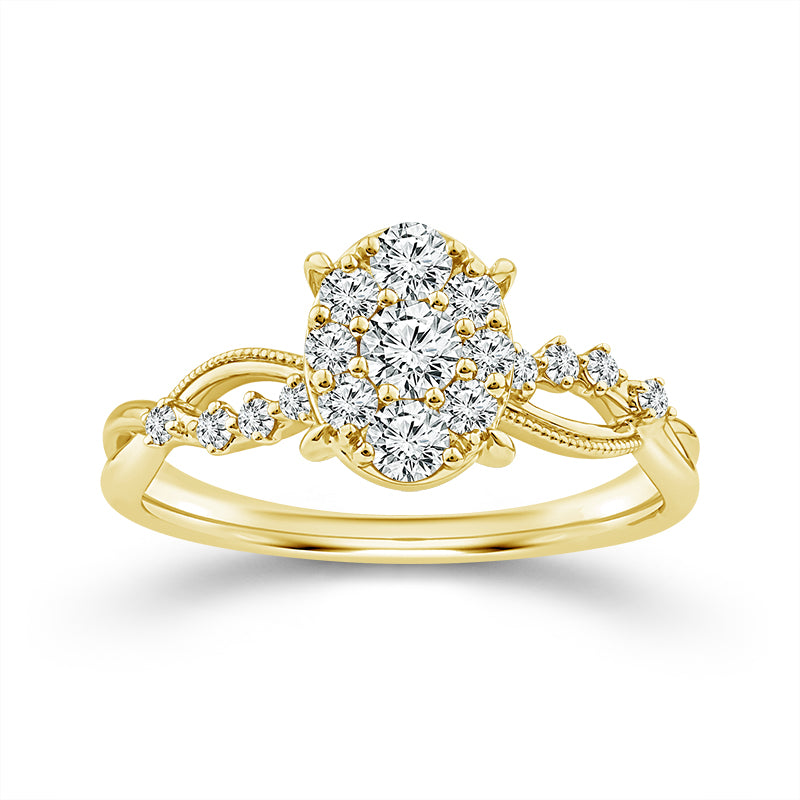 10K Yellow Gold Oval Lab-Grown Diamond Engagement Ring – 0.5 CTW - product