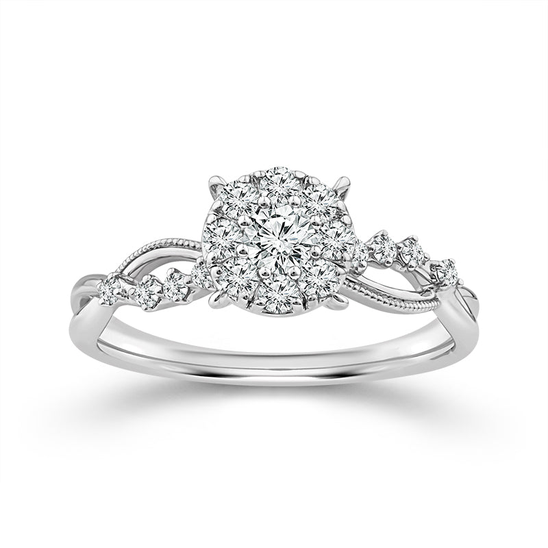 10K White Gold Round Lab-Grown Diamond Engagement Ring – 0.38 CTW - product