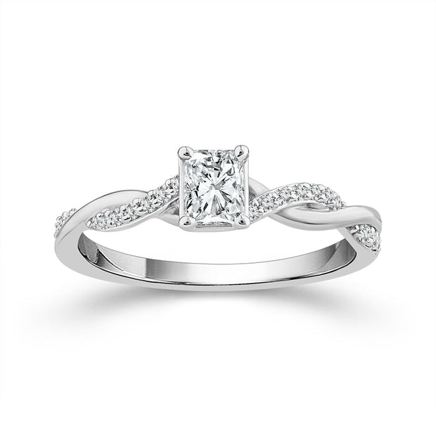 10K White Gold 0.50 Ctw Lab-Grown Diamond Radiant Promise Ring