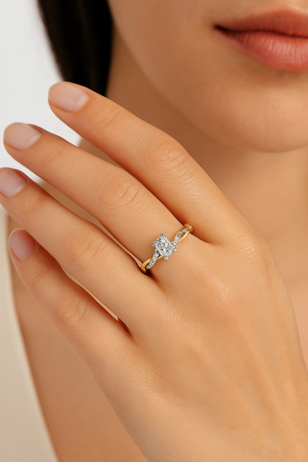 10K Yellow Gold 0.50 ctw Lab-Grown Diamond Radiant Promise Ring