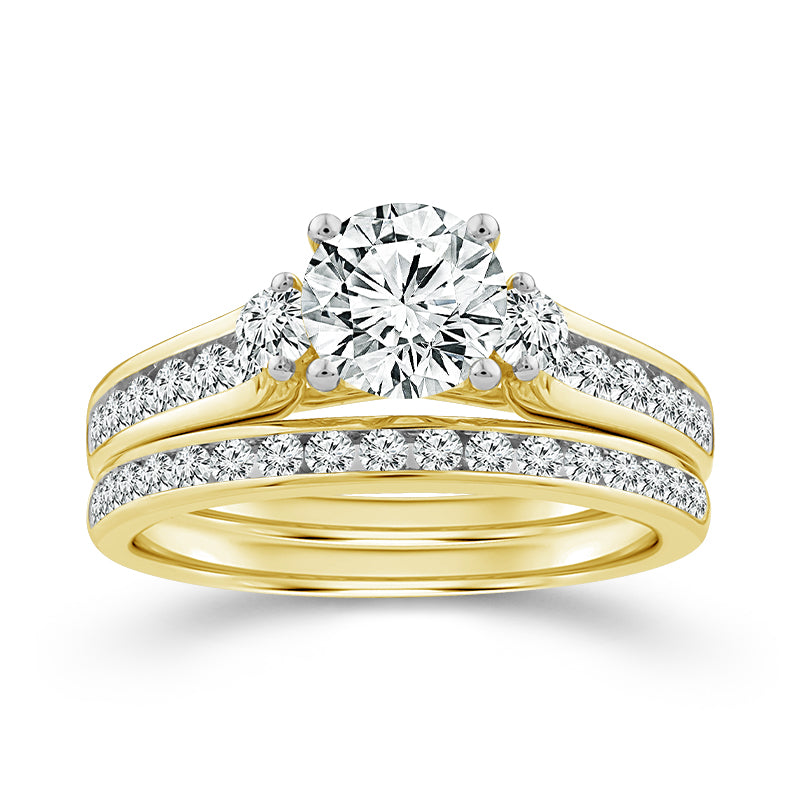 10K Yellow Gold Lab-Grown 2 ctw Diamond Round Trio Set