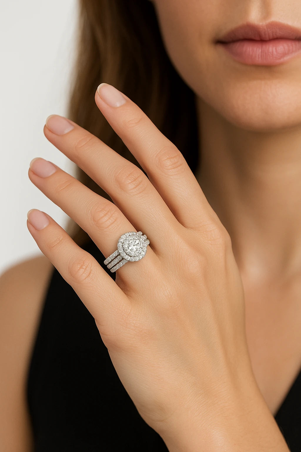 14K White Gold 4.00 ctw Lab-Grown Round Bridal Set