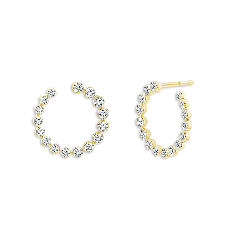 14K Yellow Gold Lab-Grown Diamond 2.00 ctw Round Diamond Hoops Earrings