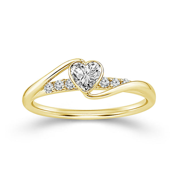 14K Yellow Gold 0.38 Ctw Lab-Grown Diamond Heart Promise Ring