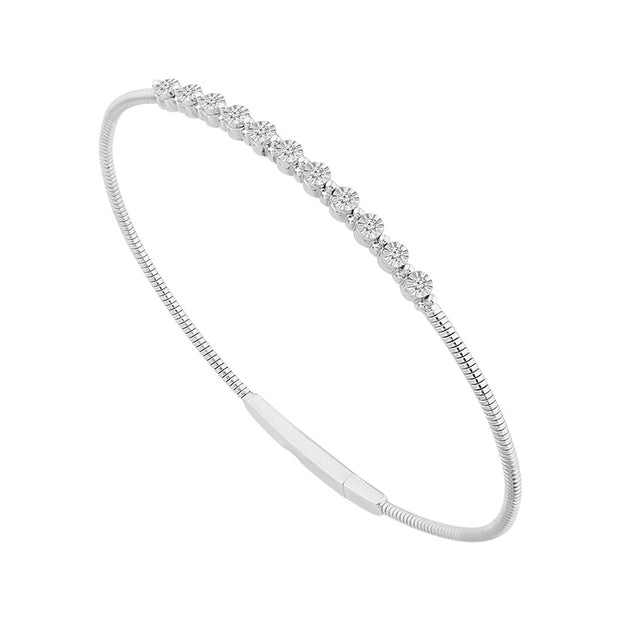 10k White Gold  1/8 ctw Flexie Diamond Bangle