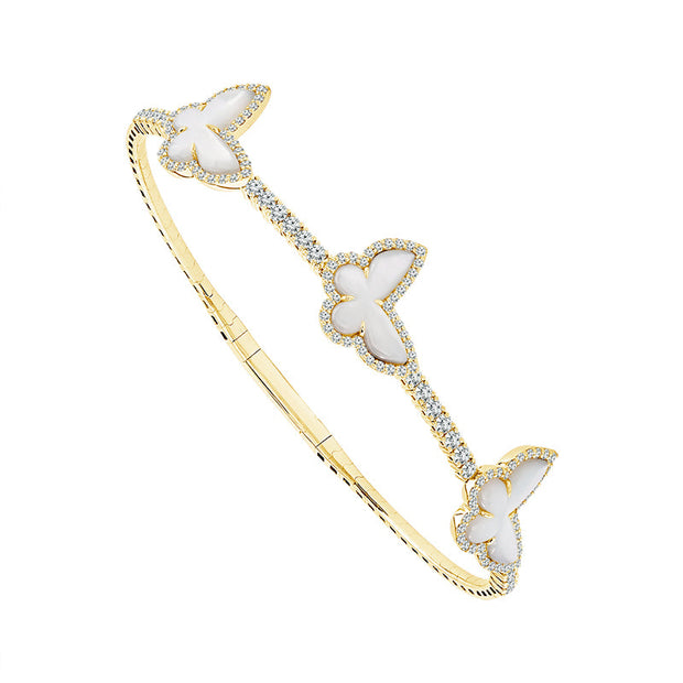 14k Yellow Gold  1 ctw Flexie Diamond Bangle