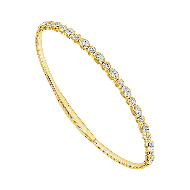 14k Yellow Gold Flexie 1.5 ctw Diamond Bangle