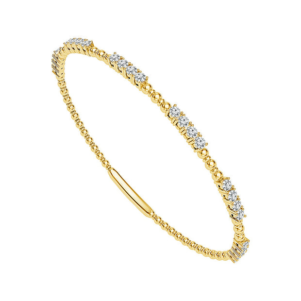 14k Yellow Gold Flexie 7/8 ctw Diamond Bangle