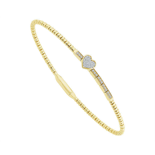 14k Yellow Gold  Flexie 1/6 ctw Diamond Bangle