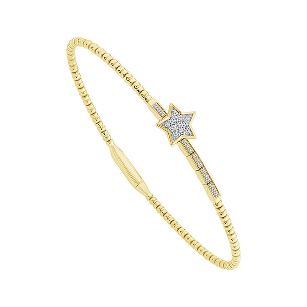14k Yellow Gold  Flexie 1/6 ctw Diamond Bangle