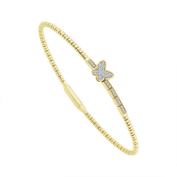 14k Yellow Gold Flexie 1/6 ctw Diamond Bangle