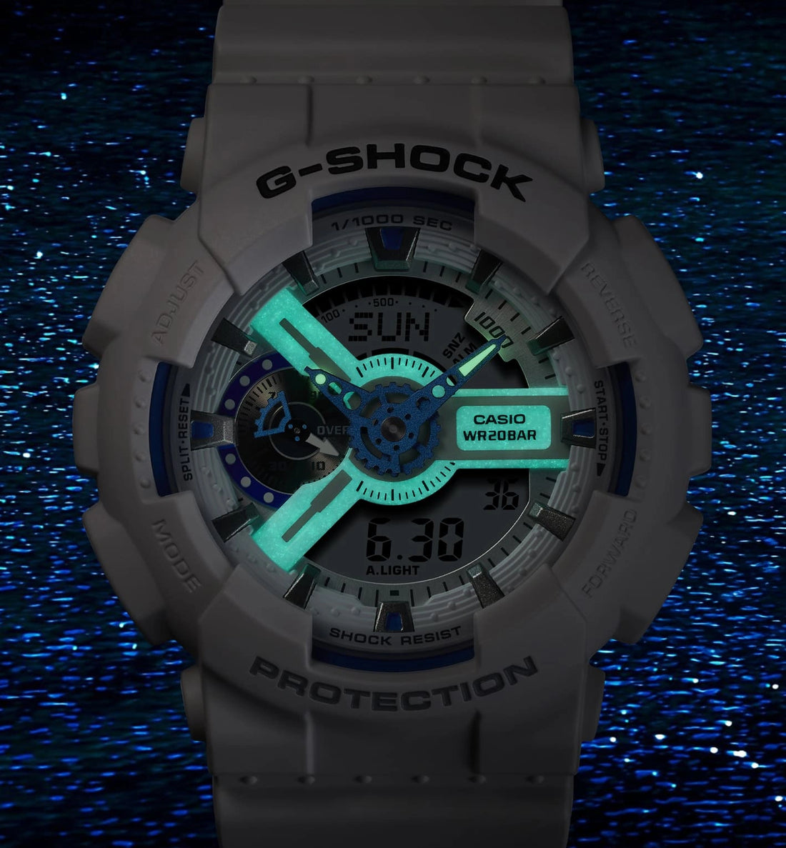 G-SHOCK GA-110HDS-7A White and Light Blue Analog-Digital Watch