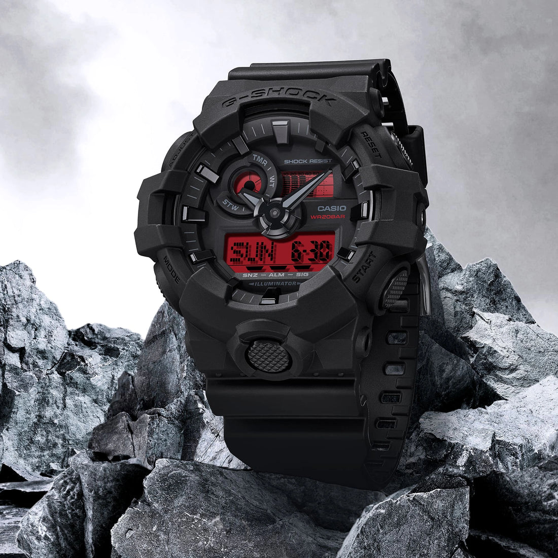 G-SHOCK GA-700BBR-1A Black and Red Analog-Digital Watch