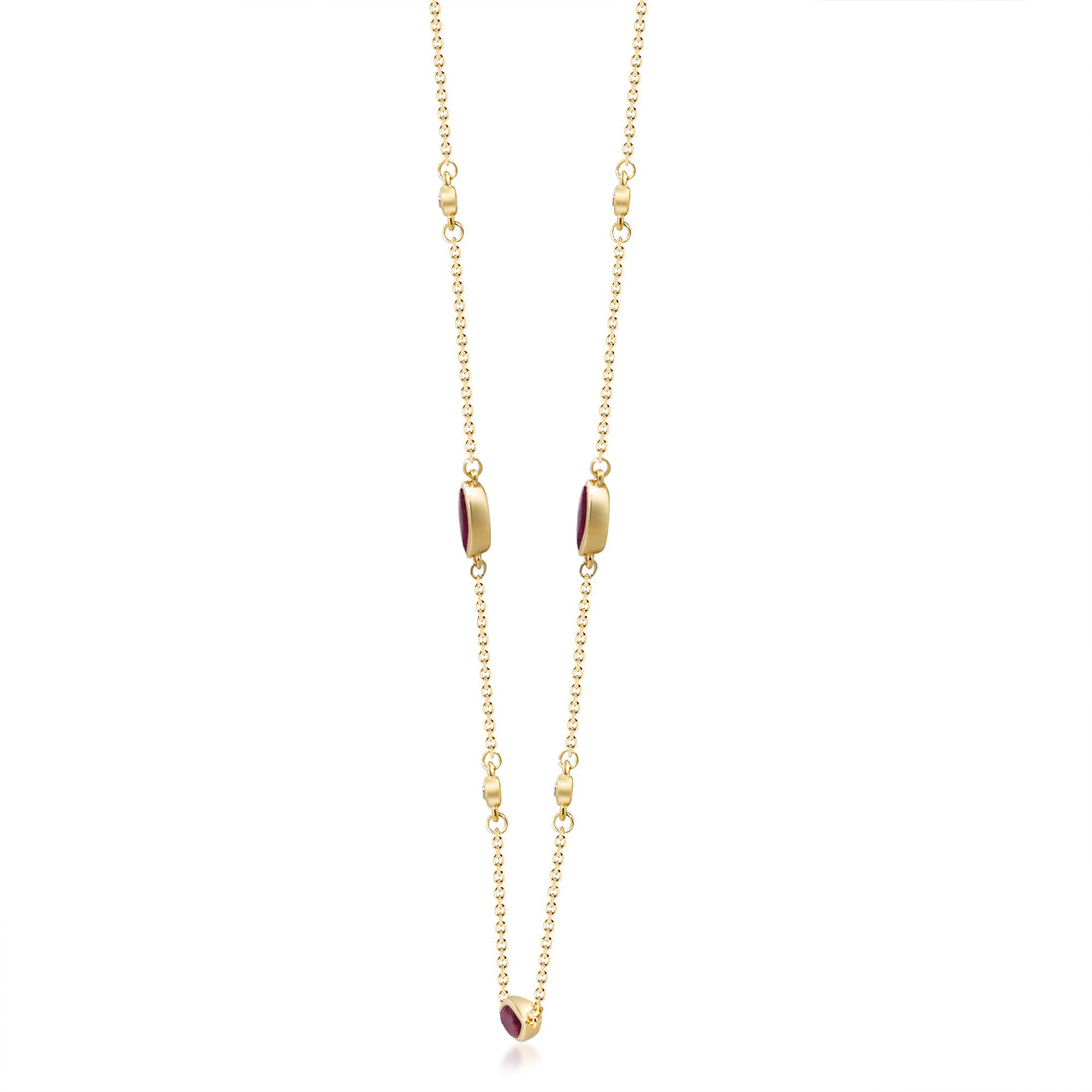 10K Yellow Gold 0.12 ctw Diamond 1.21 Ctr Natural Ruby Necklace