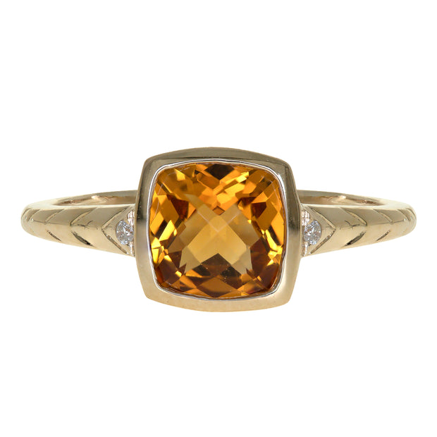 10K Yellow Gold 0.02 Ctw 1.31 Ctr Natural Citrine Ring