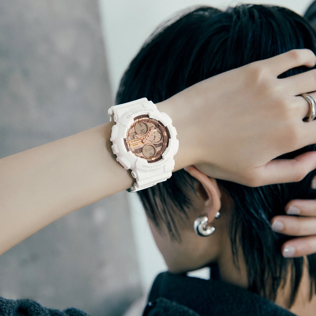 G-SHOCK GMA-S140PG-7A White and Rose Gold Analog-Digital Watch