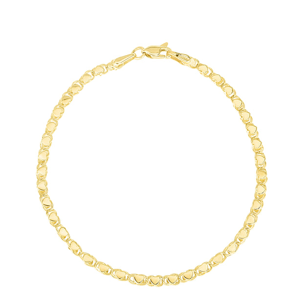 14K Gold 3mm 18in Heart Chain