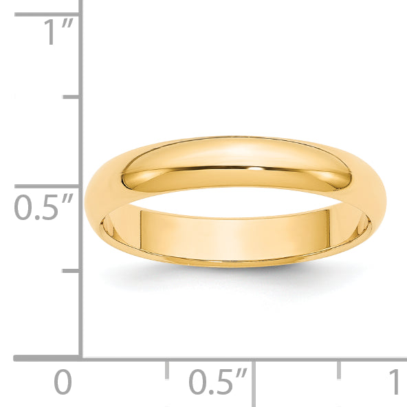 14K Yellow Gold 4mm Half-Round Wedding Band Size 10