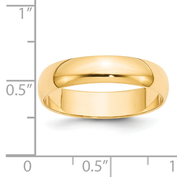 14K Yellow Gold 5mm Ltw Half Round Band Size 11