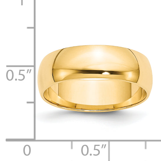 14K Yellow Gold 6mm Ltw Half Round Band Size 11.5