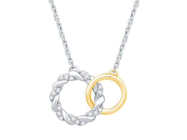 10K Two Tone 0.10 CTW Diamond Circle Necklace