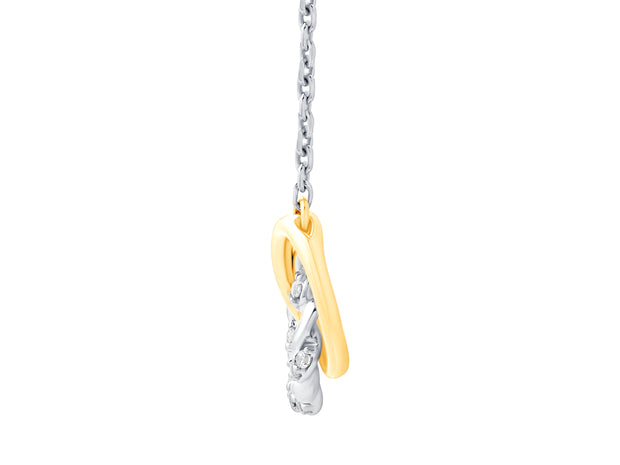 10K Two Tone 0.10 CTW Diamond Circle Necklace