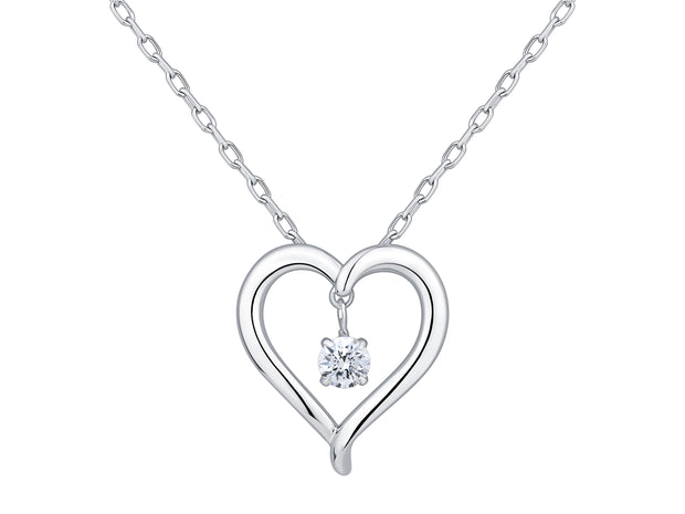 10K White Gold 0.10 CTW Diamond Heart Pendant