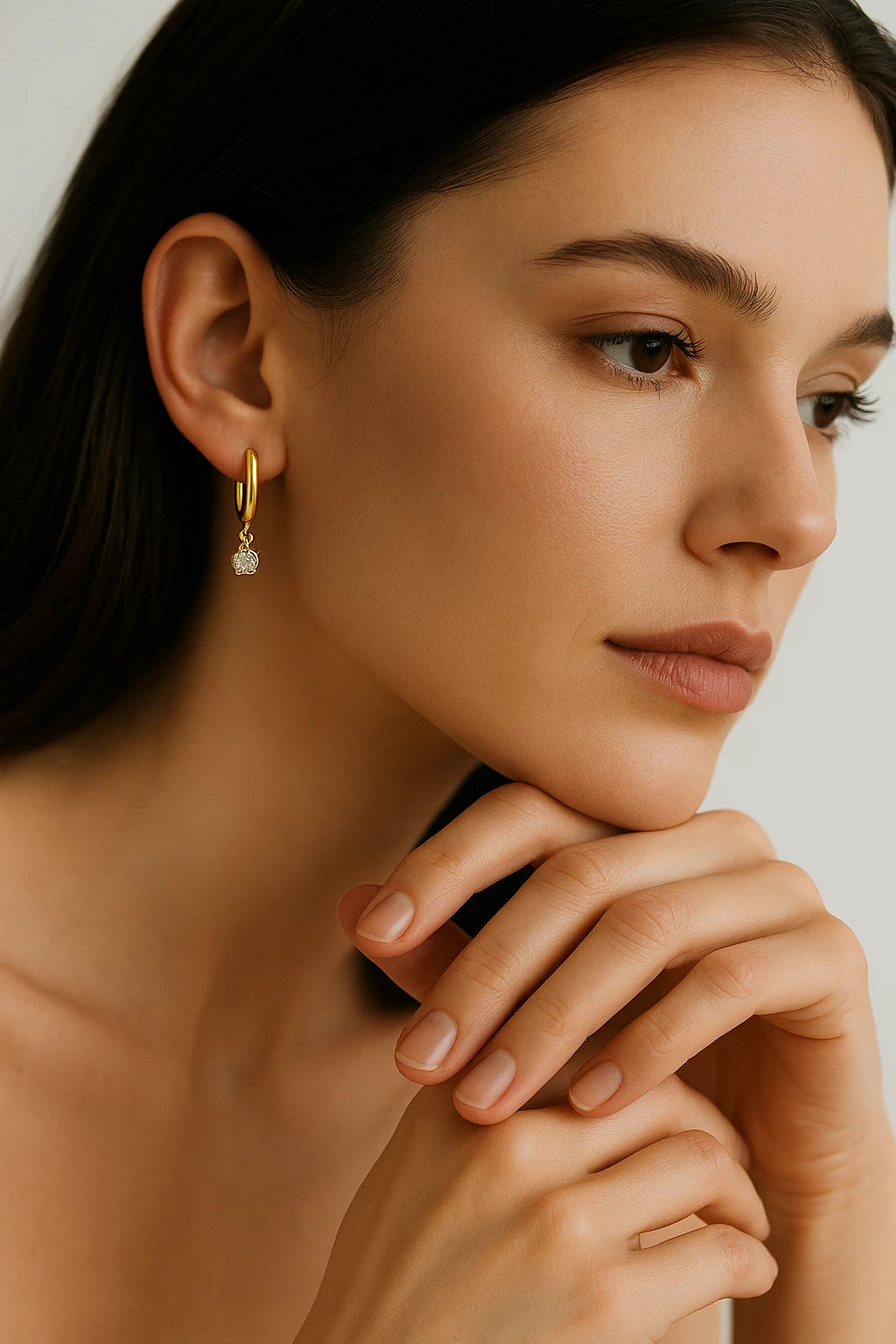 10K Yellow Gold 0.10 ctw Diamond Dangle Hoops