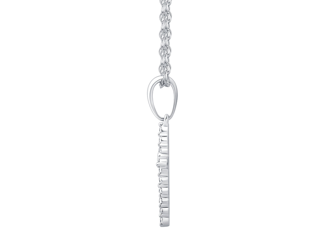 10K White Gold 0.10 ctw Diamond Cross Pendant