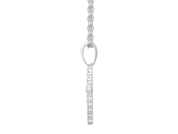 10K White Gold 0.10 CTW Diamond Cross Pendant