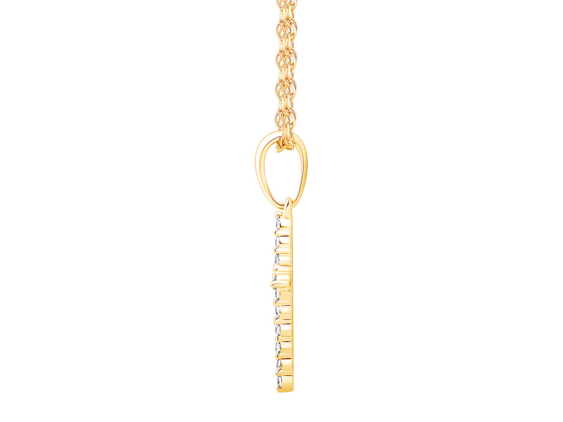 10K Yellow Gold 0.10 ctw Diamond Cross Pendant