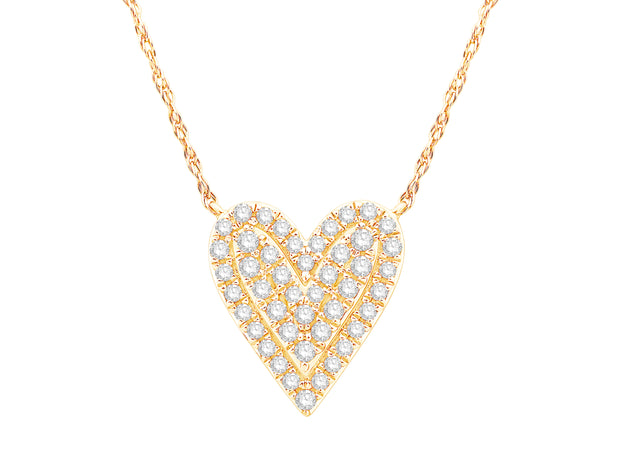 14K Yellow Gold 0.27 CTW Diamond Heart Necklace
