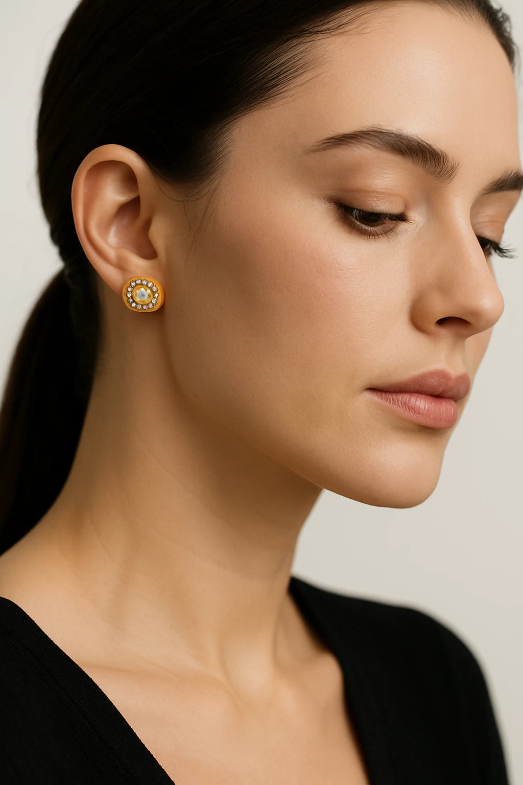 10K Two Tone 0.25 ctw Diamond Square Earring
