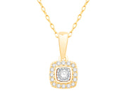 10K Two Tone 0.13 CTW Diamond Square Pendant