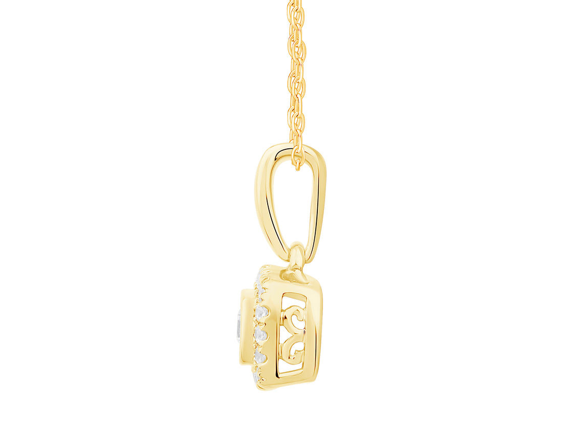 10K Two Tone 0.13 ctw Diamond Square Pendant