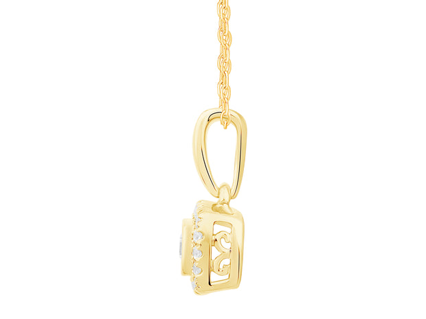 10K Two Tone 0.13 CTW Diamond Square Pendant